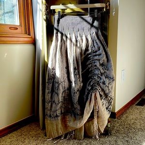 Anthropologie Lapis Smocked Ribbon Dress Skirt - Pretty Boho One Size